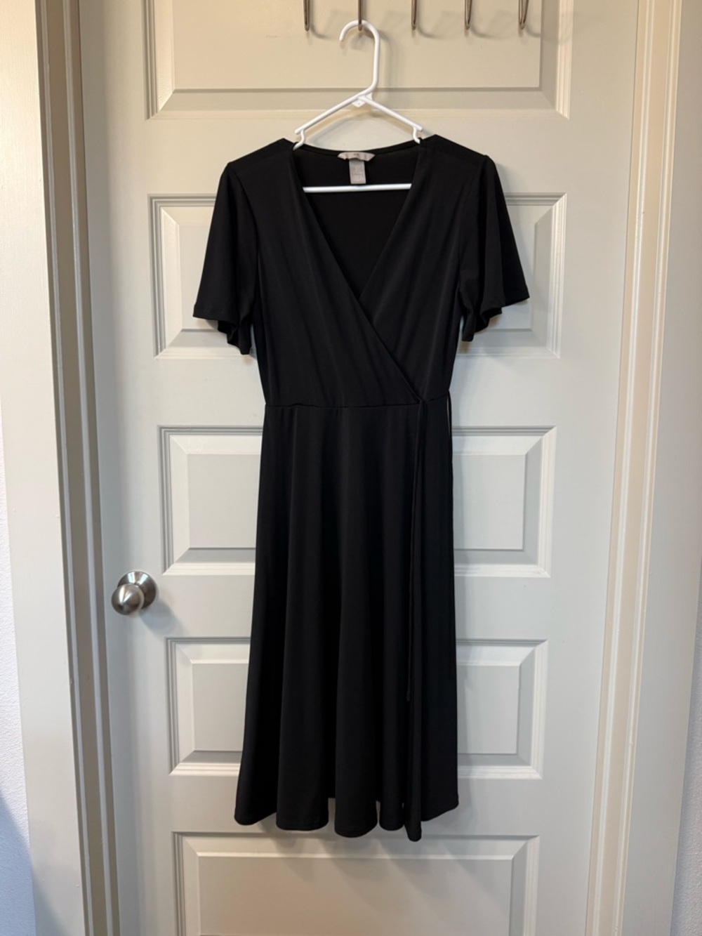H&M Black Wrap Midi Dress with Flutter Sleeves